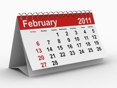 A calendar for February 2011.