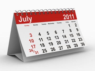 A calendar showing July 2011.
