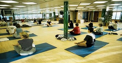 A yoga class on a cruise ship.
