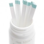 A tub of diabetes test strips.