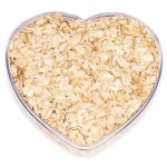 A heart shaped bowl of oatmeal.