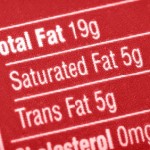 A red nutrition label displaying fat content.