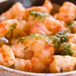 A bowl of prawns.