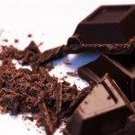 A close up of ground up dark chocolate and dark chocolate chunks.