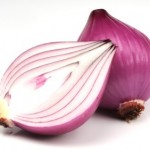 A chopped red onion.