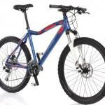 A mountain bike isolated on a white background.