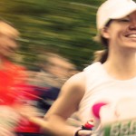 A group of people running a marathon.