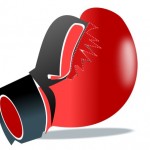 A red cartoon boxing glove.