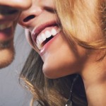 A close up shot of a happy couple.